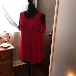 Flutter sleeve cold shoulder blouse